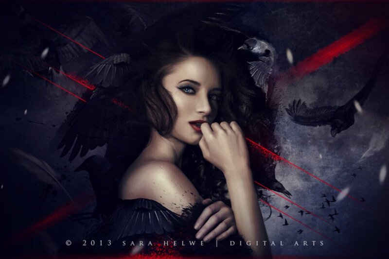 Woman with Crows — Black, Dark