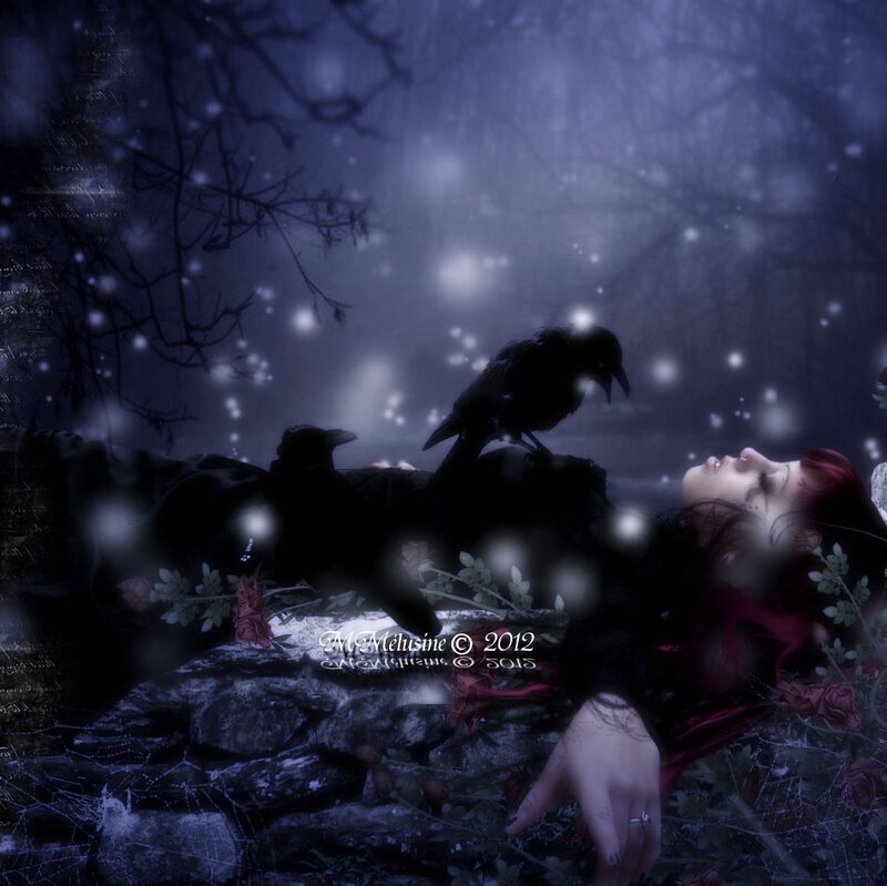 Woman with Crows — Blue, Dark