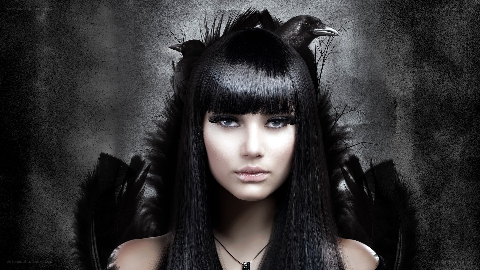 woman with crows on head