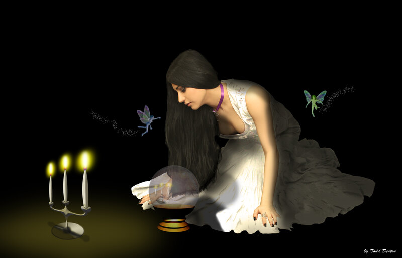Woman with Crystal Ball — Black