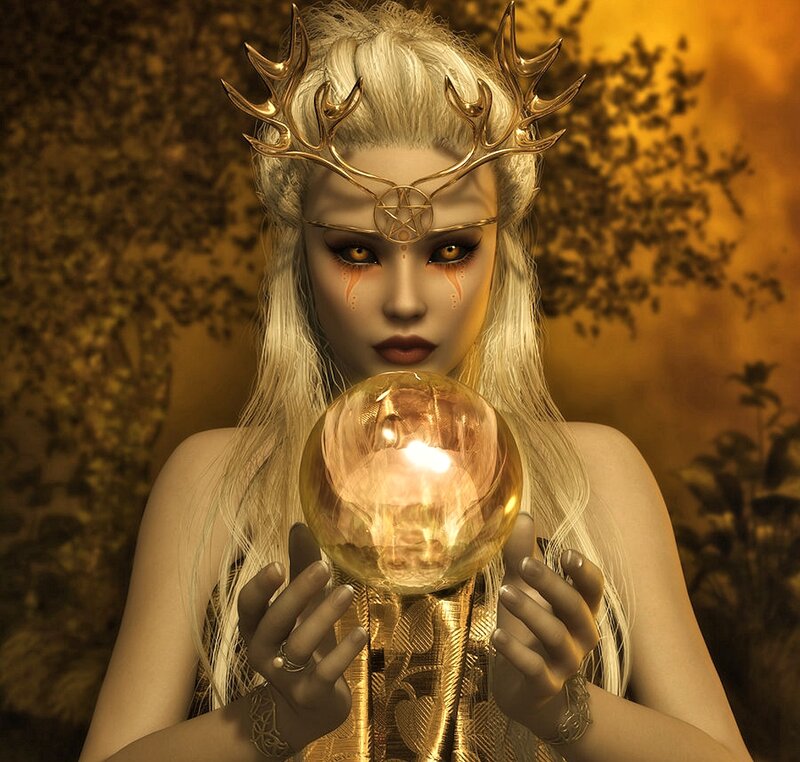 Woman with Crystal Ball — Gold