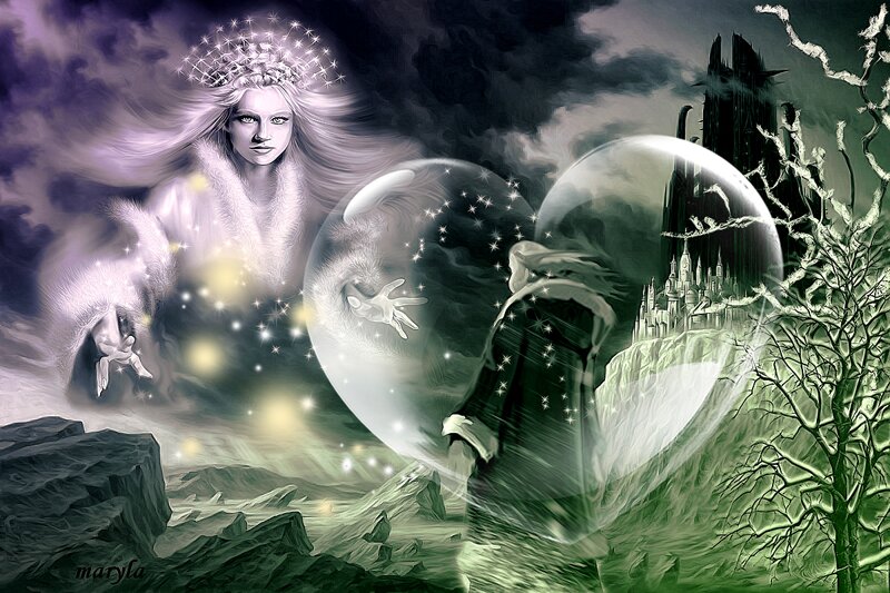 Woman with Crystal Ball — Green