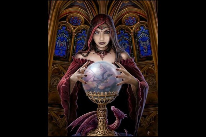 Woman with Crystal Ball — Purple, Dramatic