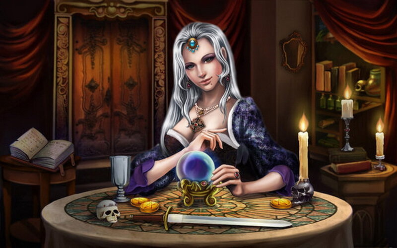 Woman with Crystal Ball — Purple