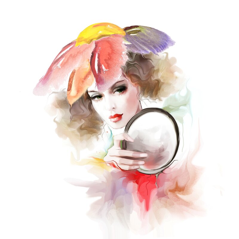 Woman with Crystal Ball — White, Dramatic