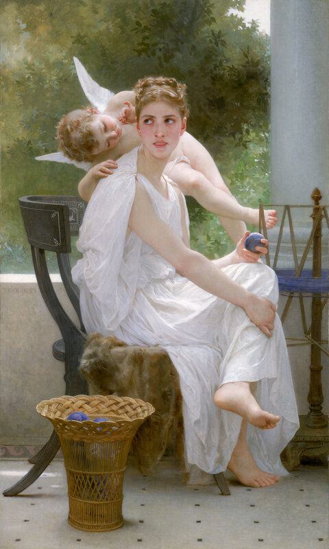 Woman with Cupid on her lap