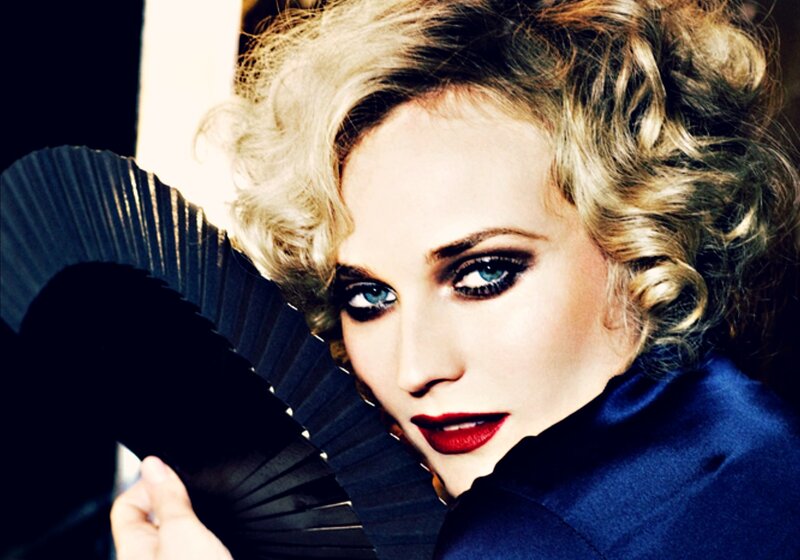 Woman with Curly Blonde Hair — Blue, Dramatic