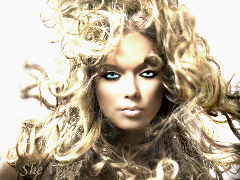 Woman with Curly Blonde Hair — Dramatic, Photograph, Blue Eyes, Makeup