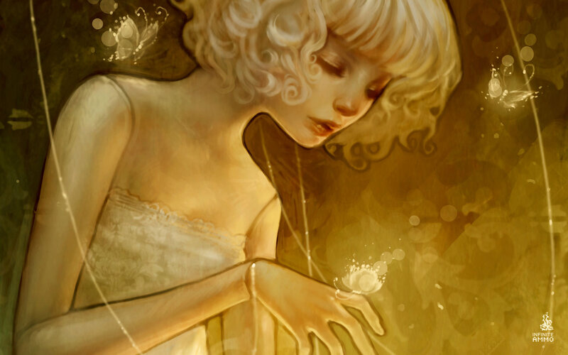 Woman with Curly Blonde Hair — Gold