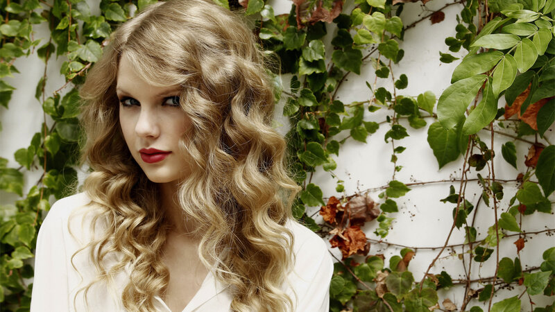 Woman with Curly Blonde Hair — Green, Calm, Photograph