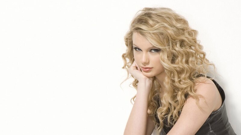 Woman with Curly Blonde Hair — Neutral, Photograph, Curly Hair, Black Top, White Background