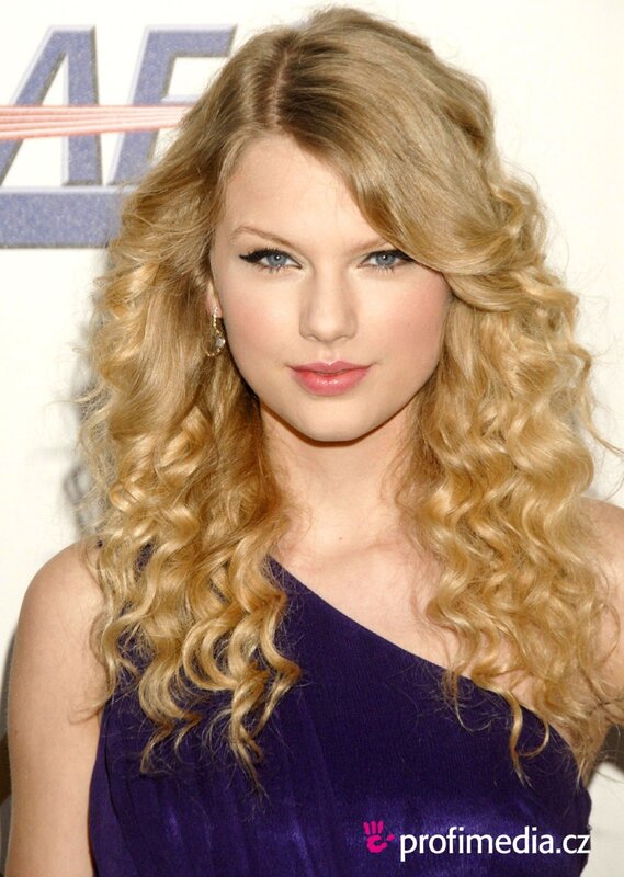 Woman with Curly Blonde Hair — Purple, Formal, Photograph, Dress