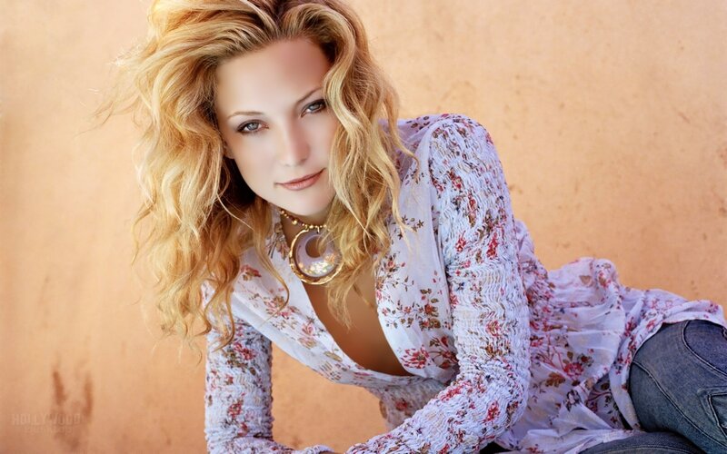 Woman with Curly Blonde Hair — White, Calm