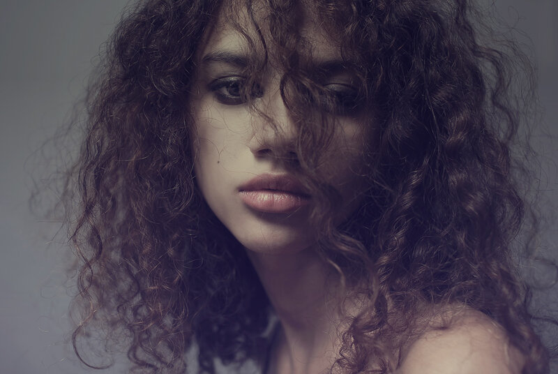 woman with curly hair