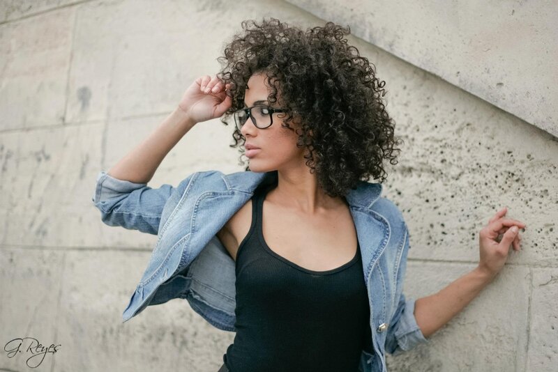 Woman with Curly Hair — Black, Contemplative, Afternoon, Photograph
