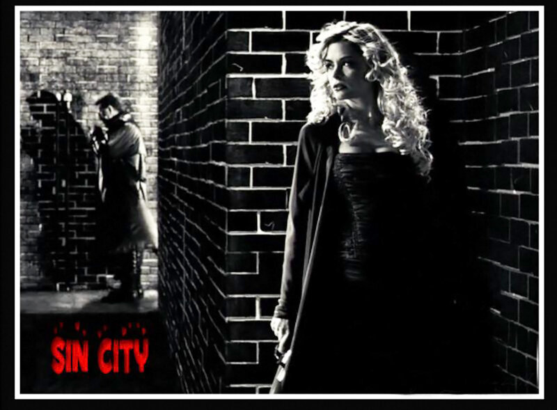 Woman with Curly Hair — Black, Dramatic, Night, Photograph, Brick Wall