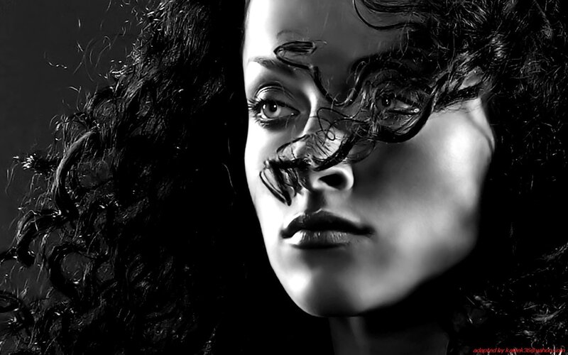 Woman with Curly Hair — Black, Dramatic, Photograph, Face, Eyes