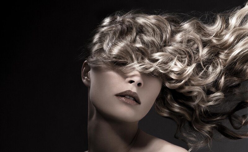 Woman with Curly Hair — Black, Dramatic, Photograph, Face, Shoulder