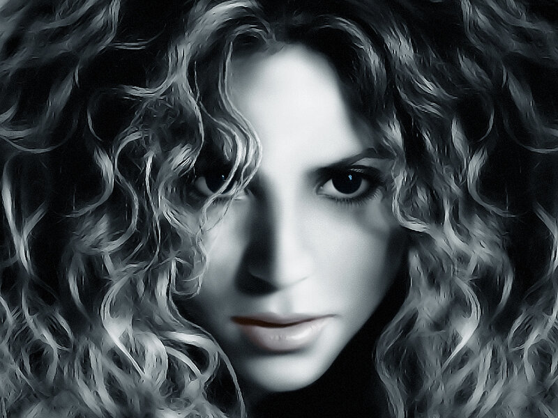 Woman with Curly Hair — Black, Dramatic, Photograph, Face, White, Gray