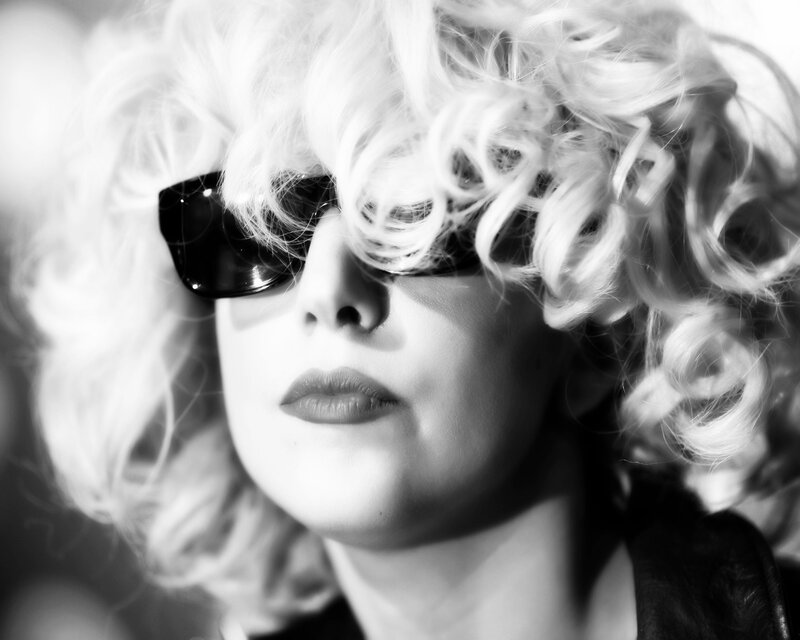 Woman with Curly Hair — Black, Dramatic, Photograph, Sunglasses