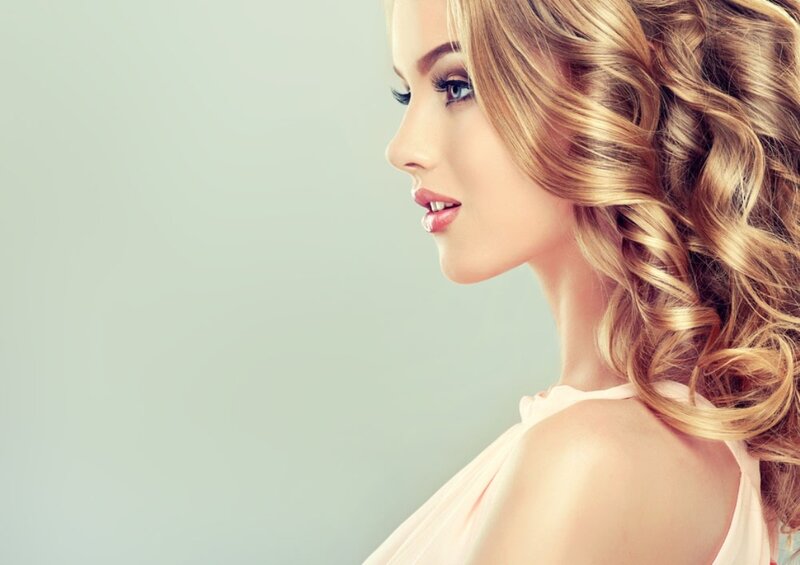 Woman with Curly Hair — Blonde, Calm, Photograph, Shoulder, Dress