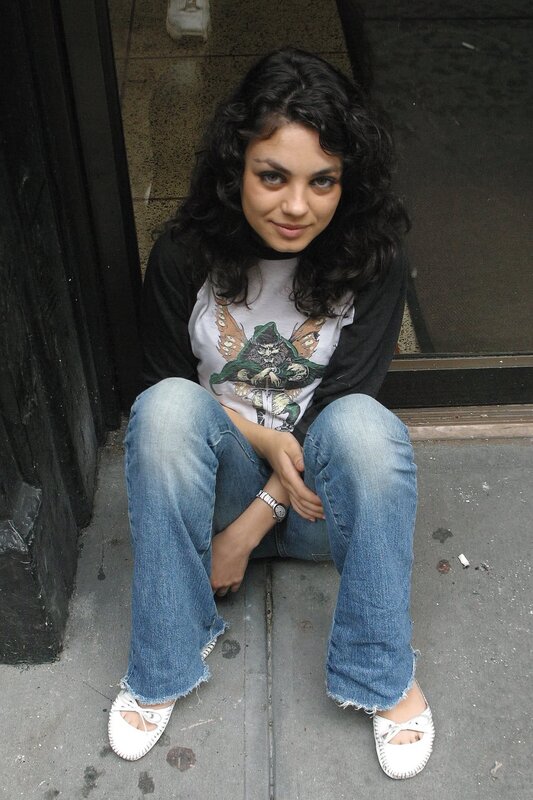Woman with Curly Hair — Blue, Casual, Photograph, Jeans