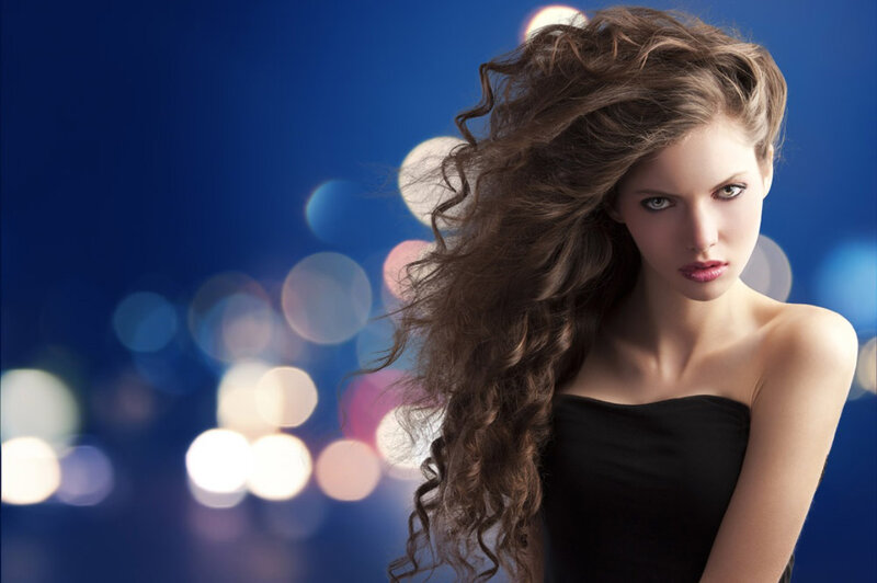 Woman with Curly Hair — Blue, Dramatic, Night