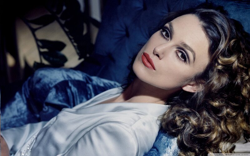 Woman with Curly Hair — Blue, Dramatic, Photograph