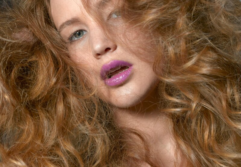Woman with Curly Hair — Brown, Dramatic, Photograph, Lips, Eyes
