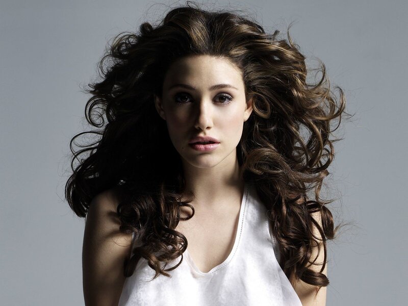 Woman with Curly Hair — Brown, Dramatic, Photograph, White Top