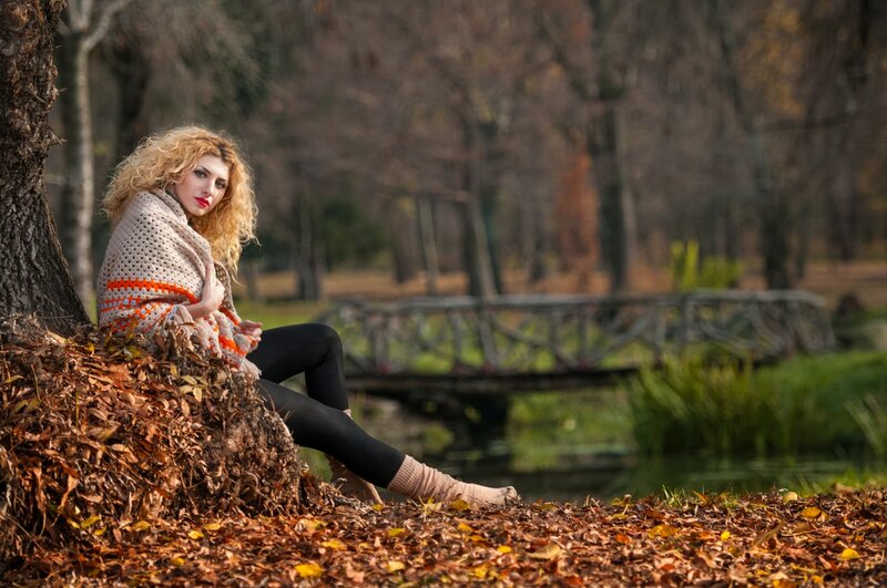 Woman with Curly Hair — Brown, Serene, Autumn