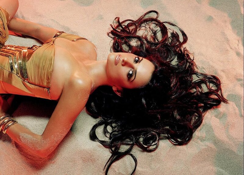 Woman with Curly Hair — Gold, Dramatic, Photograph