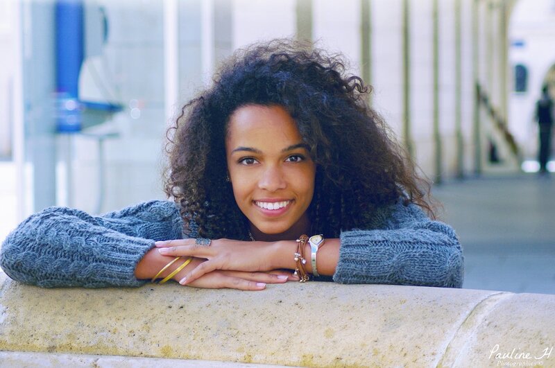 Woman with Curly Hair — Gray, Calm, Afternoon