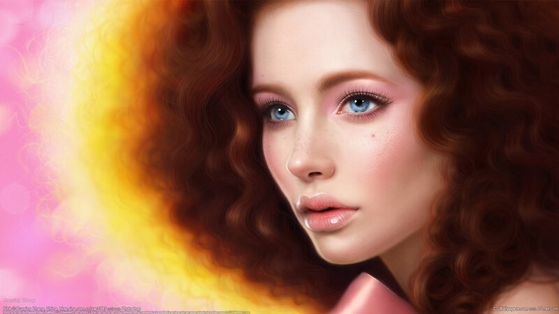 Woman with Curly Hair — Pink, Dramatic