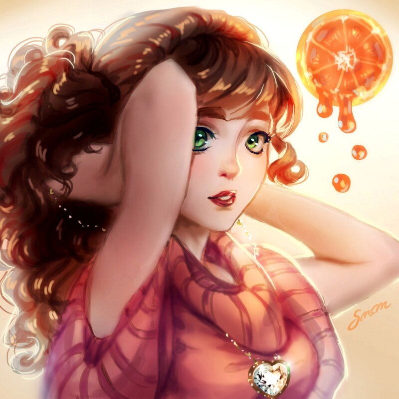 Woman with Curly Hair — Pink, Dreamy, Afternoon