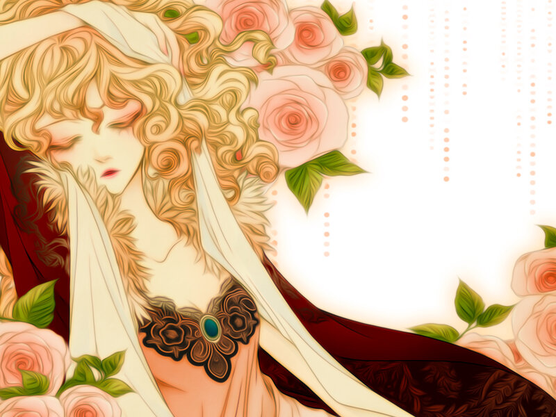 Woman with Curly Hair — Pink, Serene