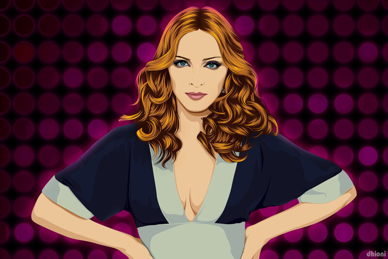 Woman with Curly Hair — Purple, Confident, Digital Art