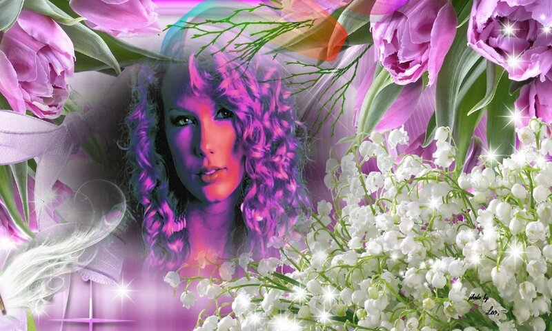 Woman with Curly Hair — Purple, Dreamy