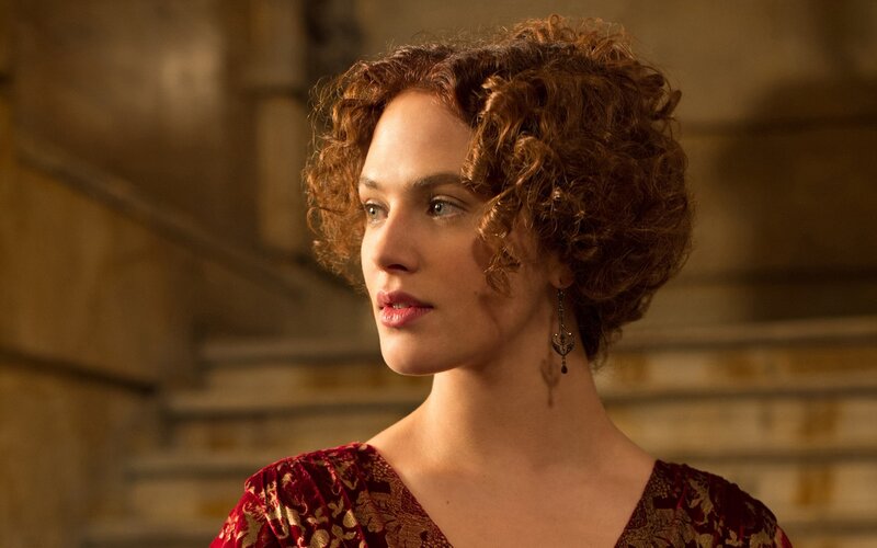 Woman with Curly Hair — Red, Dramatic, Photograph, Earring