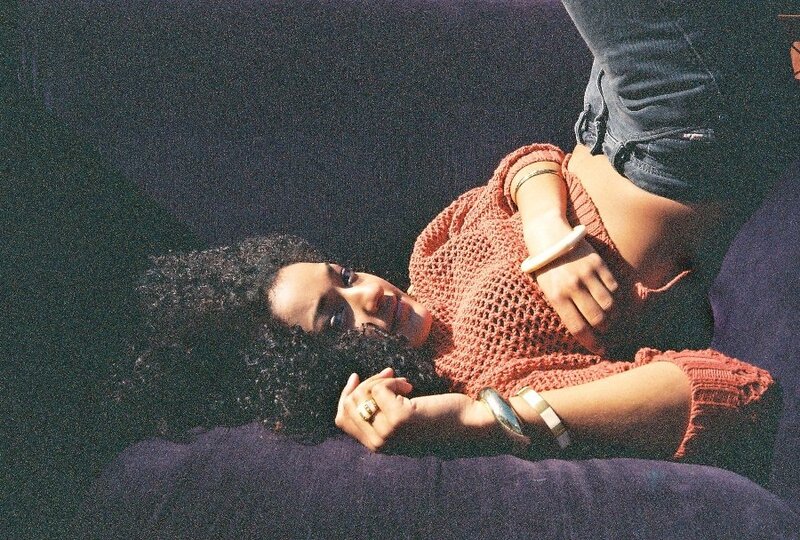 Woman with Curly Hair — Red, Relaxed