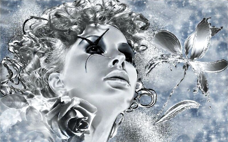 Woman with Curly Hair — Silver, Dramatic