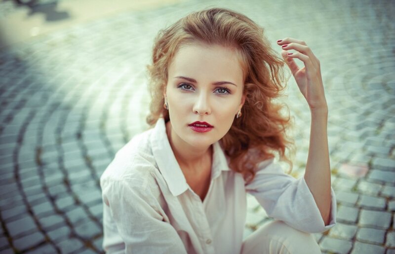 Woman with Curly Hair — White, Calm, Afternoon