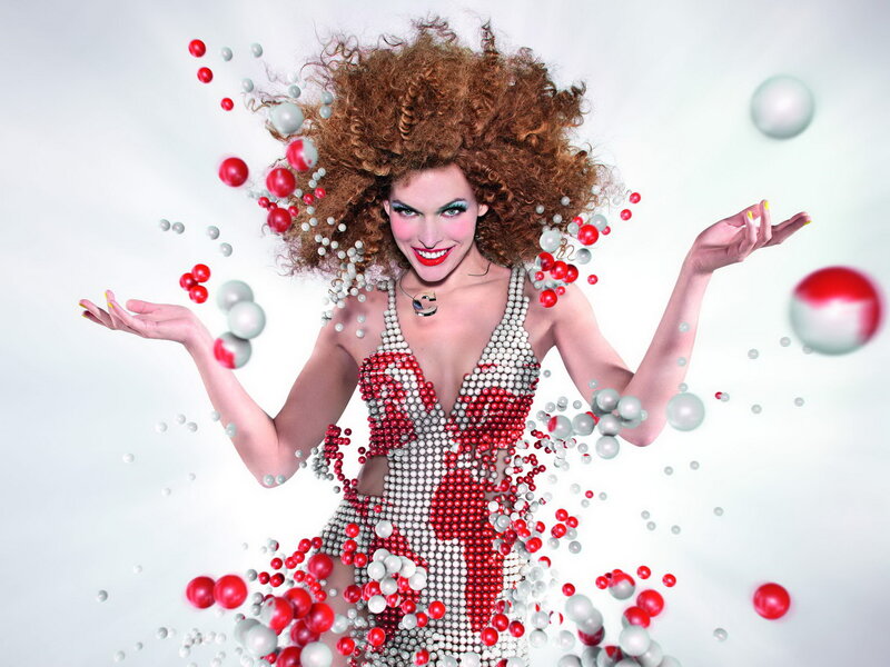 Woman with Curly Hair — White, Playful, Photograph