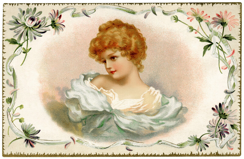 Woman with Curly Hair — White, Serene, Illustration
