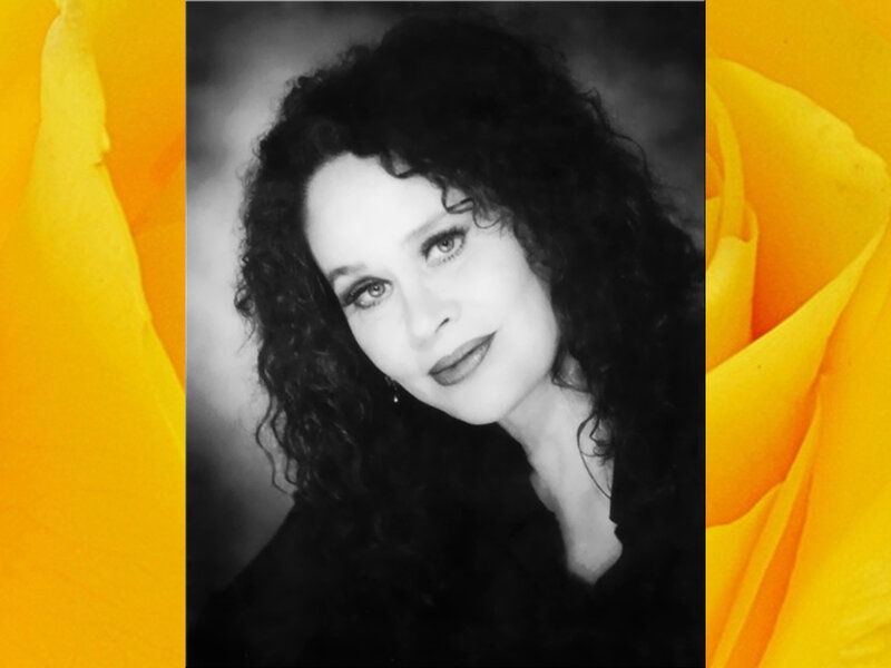 Woman with Curly Hair — Yellow, Dramatic, Photograph, Rose