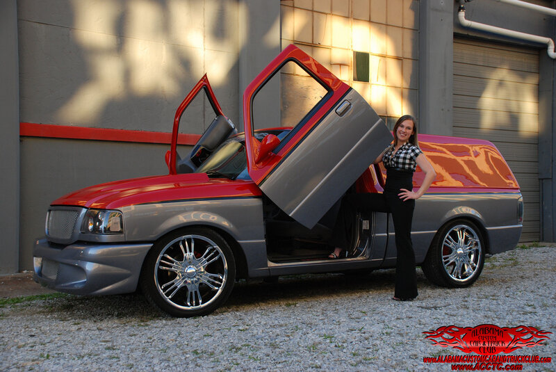 woman with custom truck