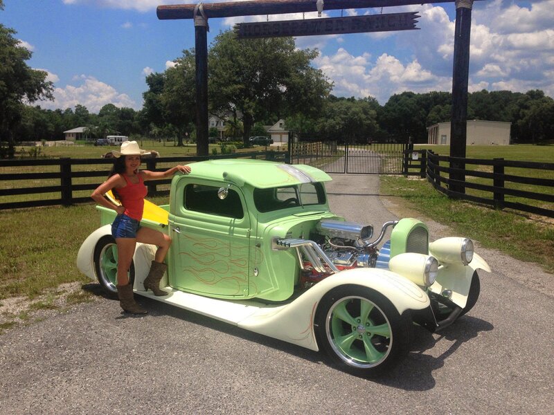 Woman with Custom Truck — Green