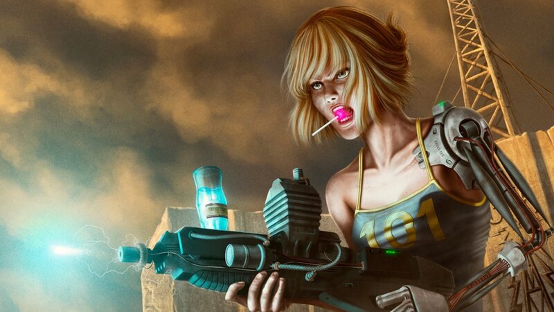Woman with Cybernetic Arm — Brown, Dramatic