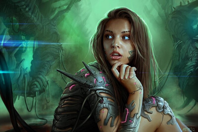Woman with Cybernetic Armor