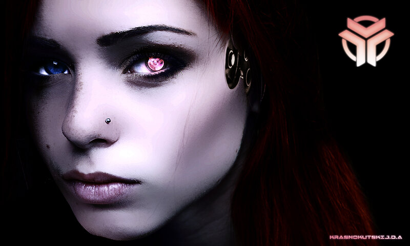 Woman with Cybernetic Eye — Black